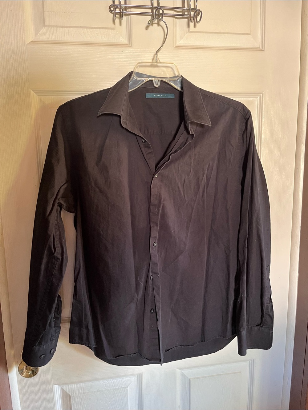 Perry Ellis Men's Black Dress Shirt - Long Sleeve Button-Up
